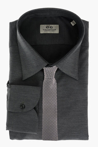 CC COLLECTION Camicia Collo Italiano in Tweed di Cotone