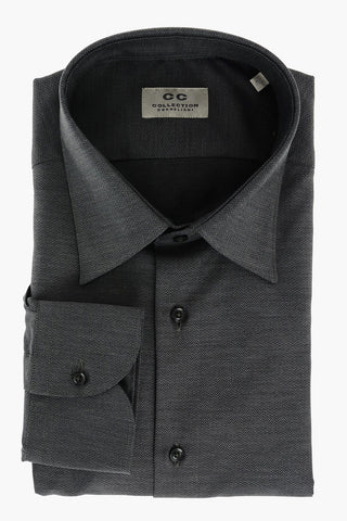 CC COLLECTION Camicia Collo Italiano in Tweed di Cotone