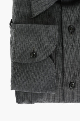 CC COLLECTION Camicia Collo Italiano in Tweed di Cotone