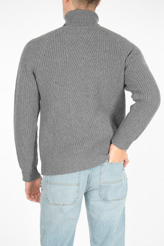 Virgin wool and cashmere turtleneck sweater