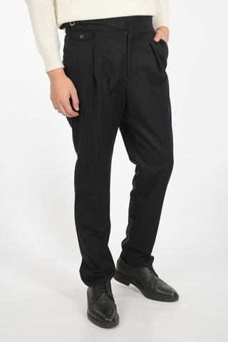 wool regular fit single pleat trousers