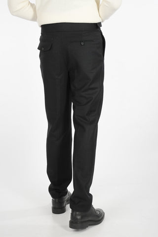 wool regular fit single pleat trousers