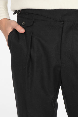 wool regular fit single pleat trousers