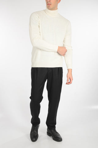 wool regular fit single pleat trousers