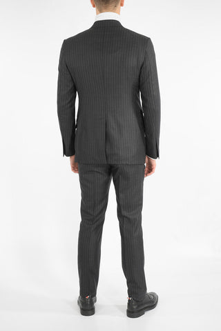 pinstriped center vent peak lapel 3-button double breasted SHELTON suit drop 7R