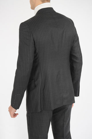 pinstriped center vent peak lapel 3-button double breasted SHELTON suit drop 7R