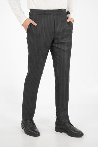 pinstriped center vent peak lapel 3-button double breasted SHELTON suit drop 7R