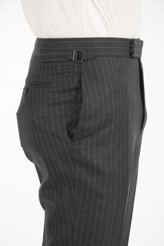 pinstriped center vent peak lapel 3-button double breasted SHELTON suit drop 7R