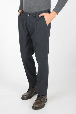 Pantaloni Herringbone in Cotone Stretch