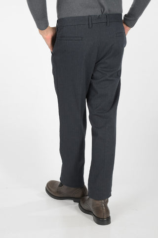 Pantaloni Herringbone in Cotone Stretch