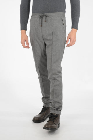 plain herringbone virgin wool pants