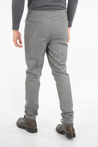 plain herringbone virgin wool pants