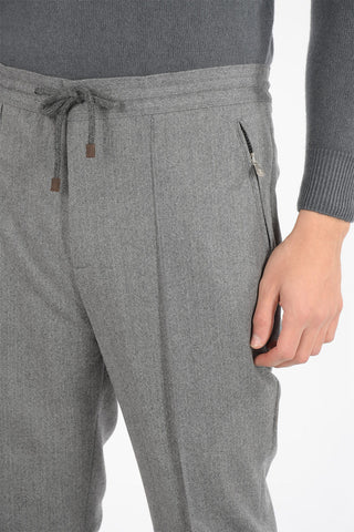 plain herringbone virgin wool pants