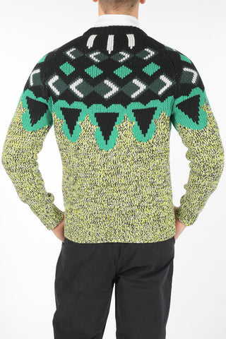 Pullover Girocollo in Lana e Cashmere con Fantasia Geometrica