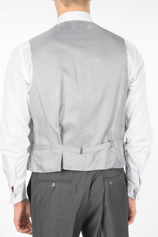 Peak Lapel Suit with Matched Vest and Pinstriped Pants