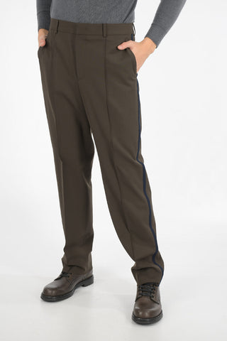 Mid-rise waist piping pants