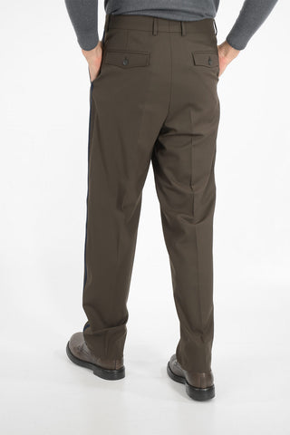 Mid-rise waist piping pants