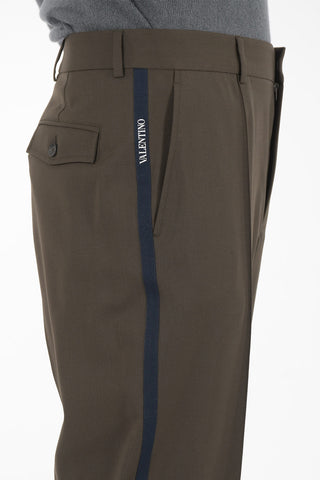 Mid-rise waist piping pants