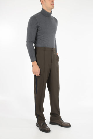 Mid-rise waist piping pants