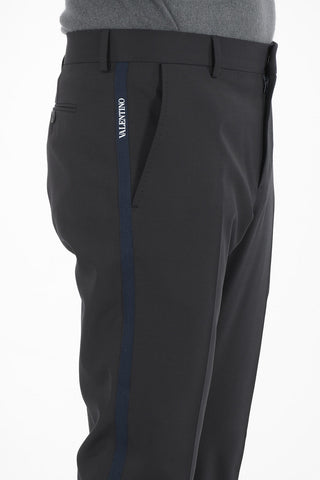 Mid-rise waist piping pants