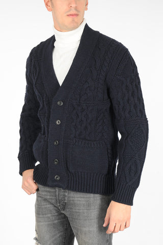 cable knit V-neck maxi cardigan
