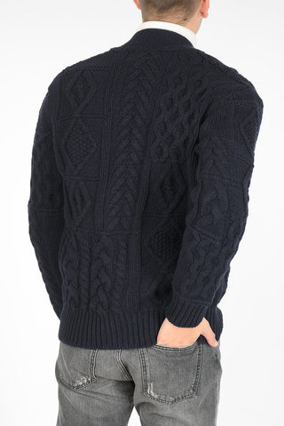 cable knit V-neck maxi cardigan