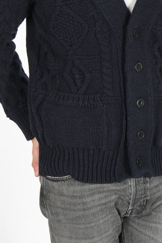 cable knit V-neck maxi cardigan