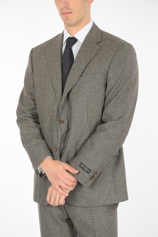 2 Buttons Graph Check Suit with Flap Pockets