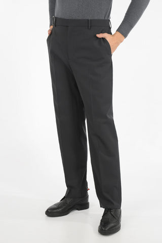 Mid-rise waist belt loops trousers