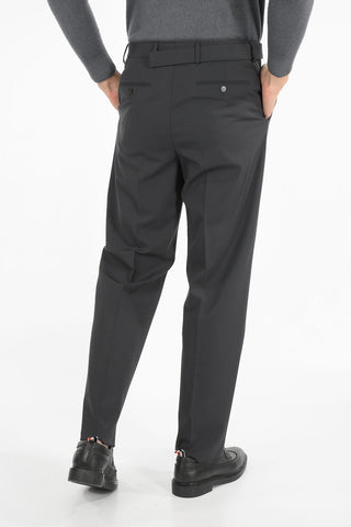 Mid-rise waist belt loops trousers