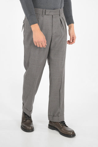 gun club check virgin wool double pleat trousers