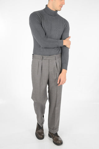 gun club check virgin wool double pleat trousers