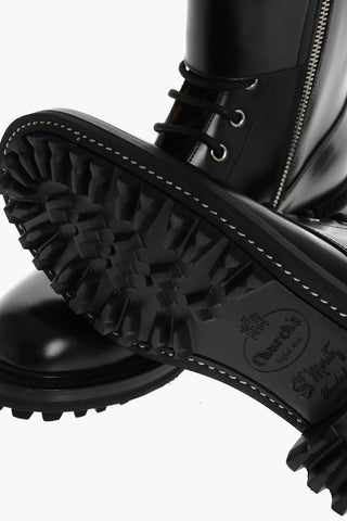 Lace Up Leather Combat Booties with Zip and Buckles