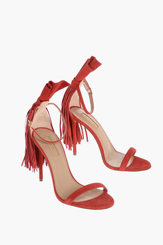Sandali LIPSTICK in Suede con Tacco a Spillo e Frange