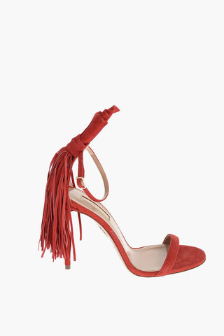 Sandali LIPSTICK in Suede con Tacco a Spillo e Frange