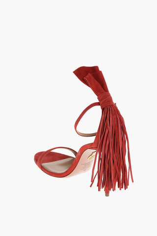 Sandali LIPSTICK in Suede con Tacco a Spillo e Frange