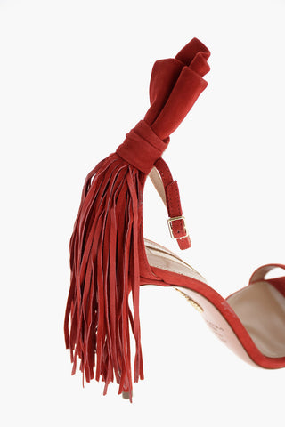 Sandali LIPSTICK in Suede con Tacco a Spillo e Frange
