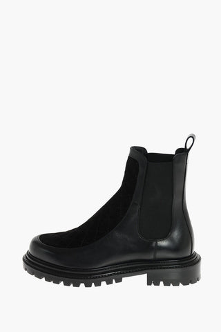 Leather Chelsea Booties with Quilted Suede Inserts
