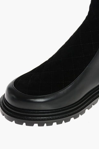 Leather Chelsea Booties with Quilted Suede Inserts