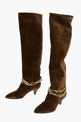 Over the Knee CAMILLE Suede Boots with Chains
