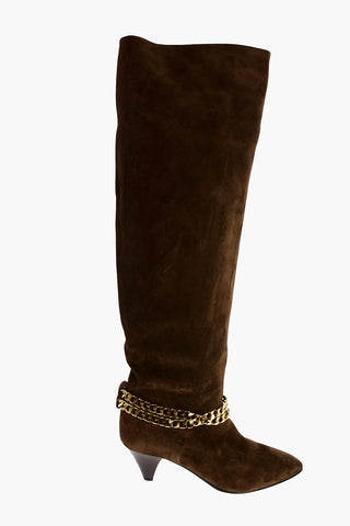 Over the Knee CAMILLE Suede Boots with Chains