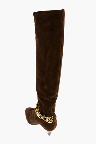 Over the Knee CAMILLE Suede Boots with Chains