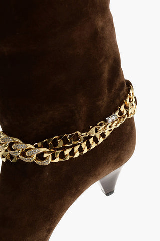 Over the Knee CAMILLE Suede Boots with Chains