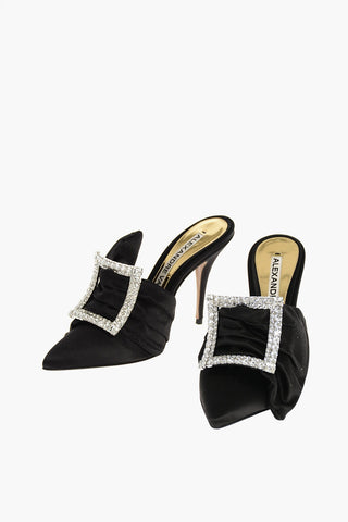 Satin LOLA Mules with Strass Buckle