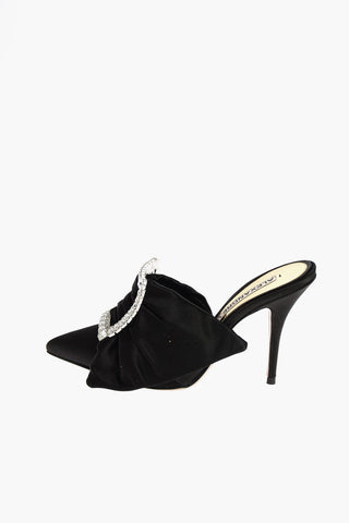 Satin LOLA Mules with Strass Buckle