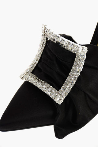 Satin LOLA Mules with Strass Buckle