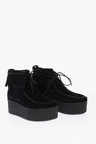 CLARKS ORIGINALS 7cm suede leather WALLACRAFT HI Wedge boots with Tassel