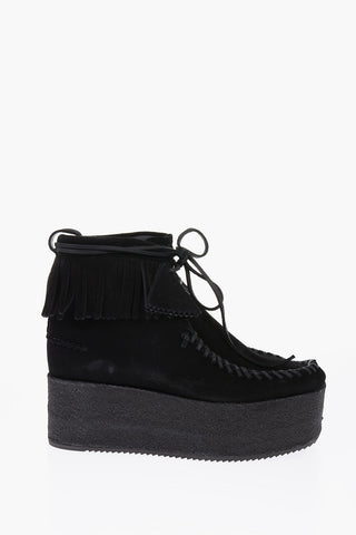 CLARKS ORIGINALS 7cm suede leather WALLACRAFT HI Wedge boots with Tassel