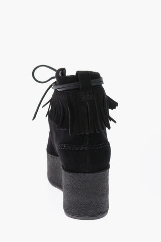 CLARKS ORIGINALS 7cm suede leather WALLACRAFT HI Wedge boots with Tassel