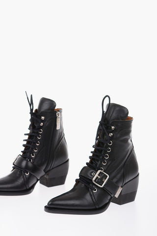 7cm leather Combat boots with side zip